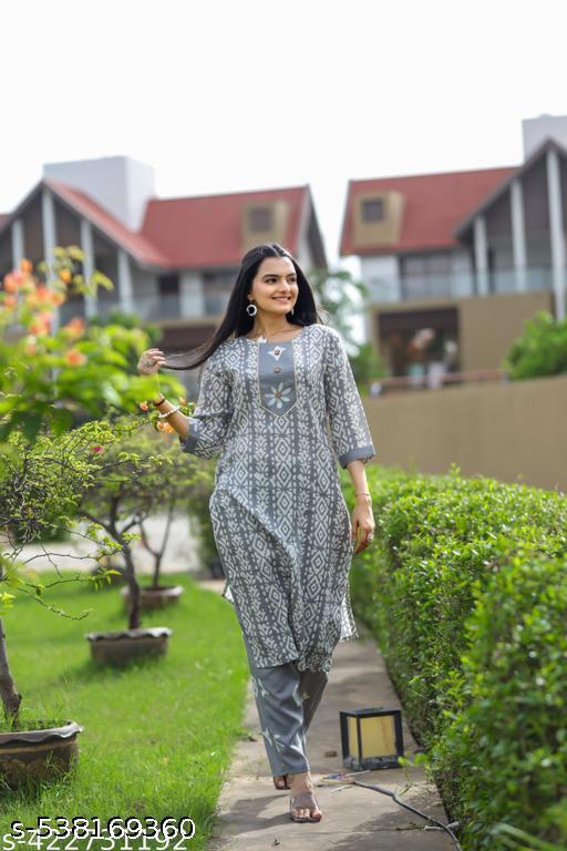 Cotton Woman Kurta Set With Pant - NJORA LUXURY FASHION